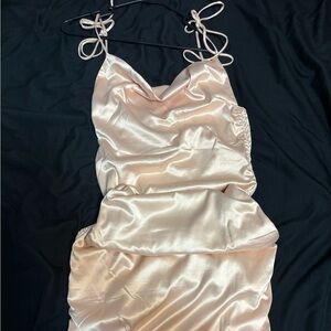 LEAU Cabo Ruched Slip Dress in Champagne